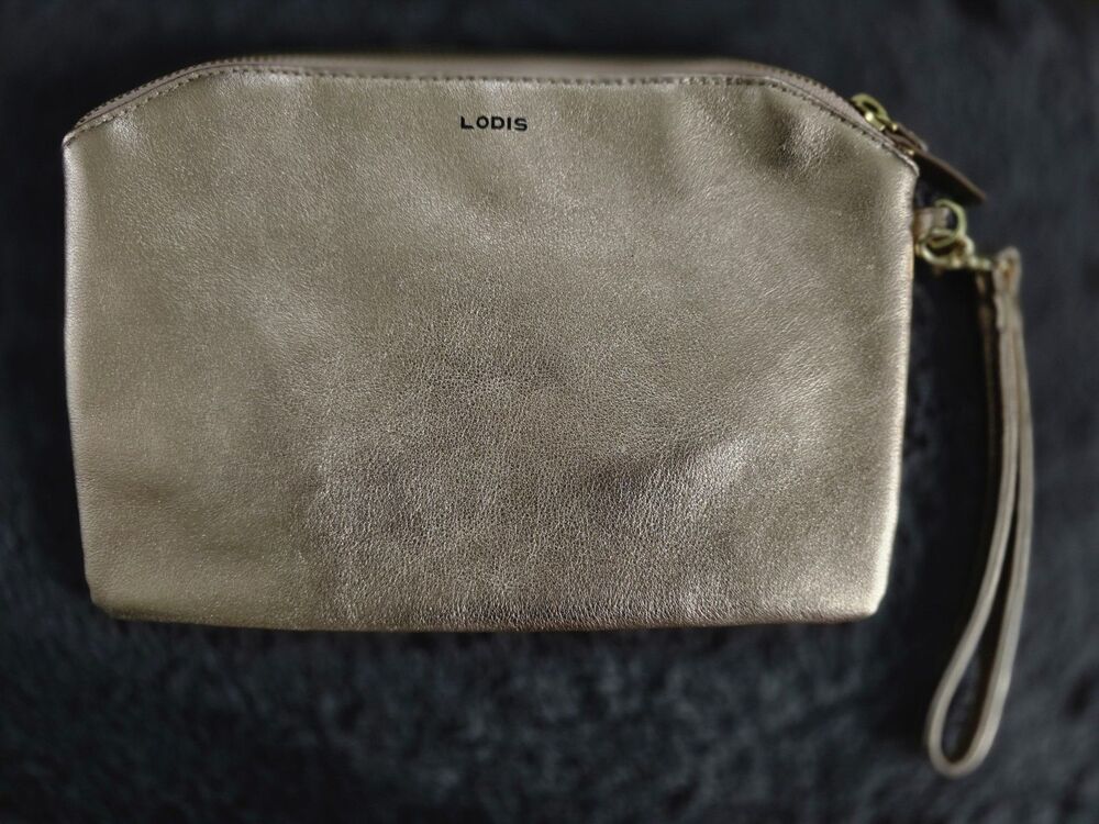 Awesome LODIS Rose Gold Metallic LEATHER Clutch Wallet WRISTLET EuC!!